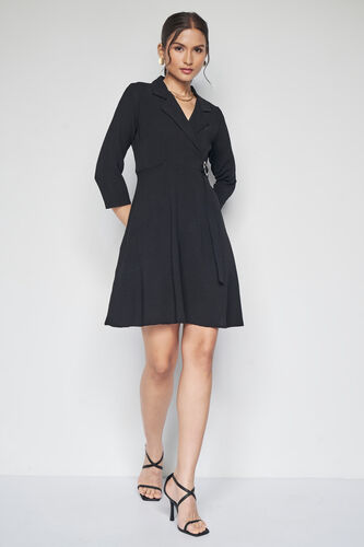 Clara Flared Dress, Black, image 2